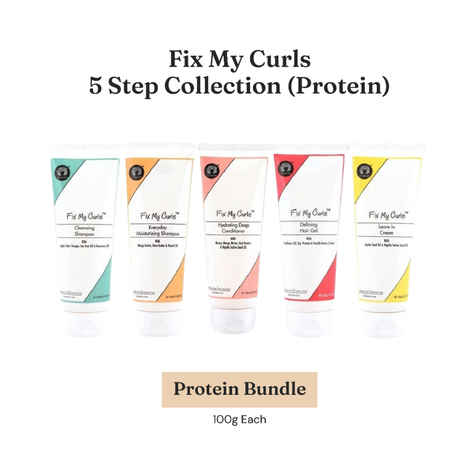 Buy Fix My Curls Everyday Moisturizing Shampoo, Cleansing Shampoo, Hydrating Deep Conditioner, Defining Hair Gel And Leave In Cream 100 G Each 5 Step Pack - Purplle