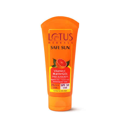 Buy Lotus Herbals Safe Sun Vitamin C Matte Gel Daily Sunscreen | SPF 50 | PA+++ | Paraben Free | Dermatologically Tested | Anti Pollution | Normal / Oily Skin | 50g - Purplle