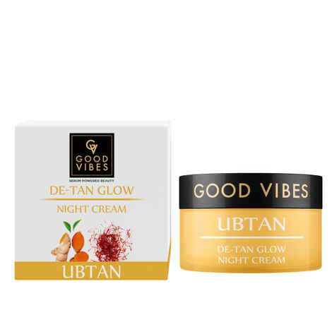 Buy Good Vibes De-Tan Glow Night Cream Ubtan with Power of Serum | Tan free, Brightening, Pigmentation, Skin renewing, Sleep treatment (80 gm) - Purplle