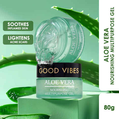 Good Vibes Aloe Vera Nourishing Multipurpose Gel | Anti-Acne, Ageing | With Neem | (80 gm)