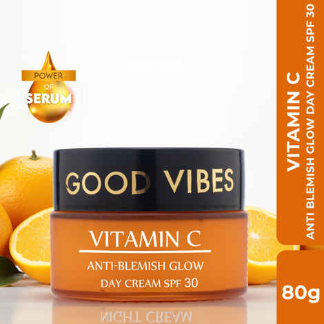 Buy Good Vibes Anti-Blemish Glow Vitamin C Day Cream SPF 30 With Power Of Serum | Spotless, Brightening, Depigmentation | (80 gm) - Purplle