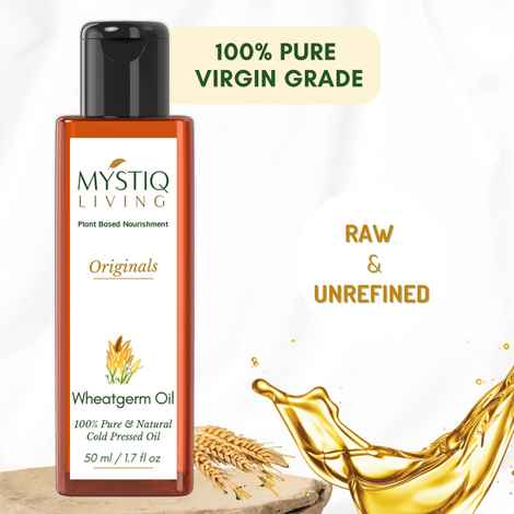 Buy Mystiq Living Wheat Germ Oil (50 ml) Cold Pressed Wheatgerm Oil | 100% Pure and Natural - Purplle
