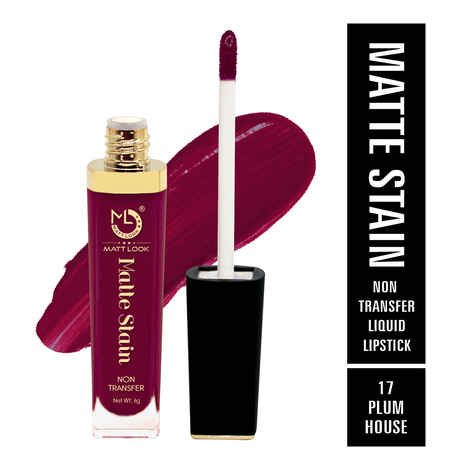 Buy Mattlook Lip Gloss Creamy Matte Stain Lipstick, Non Transfer, Highly Pi gmented Colour, Long Lasting, Waterproof, Liquid Lipstick, Plum House (6 gm) - Purplle