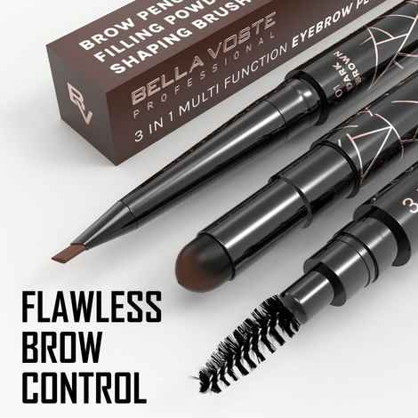 Buy Bella Voste Professional 3-in-1 Eyebrow Pencil - Waterproof, Smudgeproof Natural Look, Brown Color - 0.72 gm - Purplle