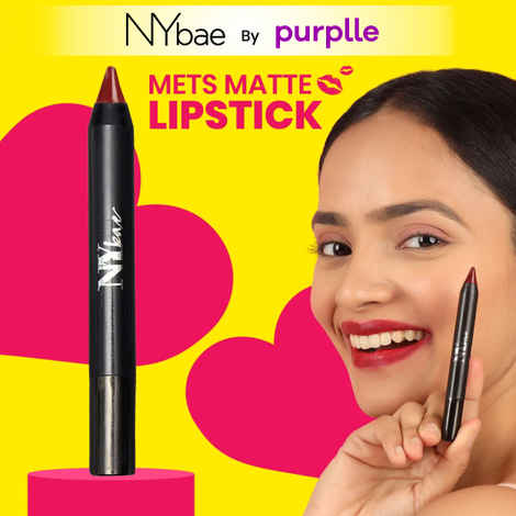 Buy NY Bae Mets Matte Lip Crayon | Satin Texture | Maroon | Enriched with Vitamin E - Major League Attraction 2 (2.8 gm) - Purplle
