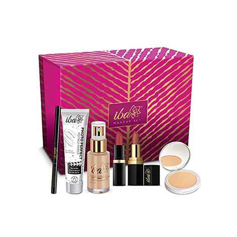 Buy Iba Makeup Gift Set for Women (Medium) - Foundation, Compact, Primer, Lipsticks, Kajal | Long Lasting | Full Coverage | 100% Vegan & Cruelty-Free (6 items in the set) - Purplle