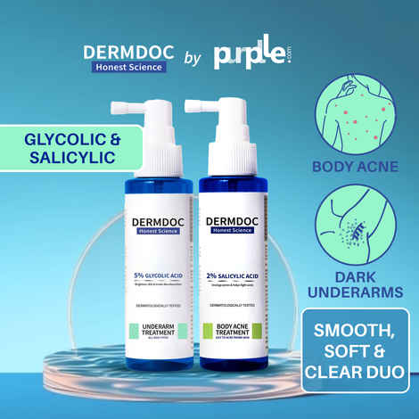 Buy DERMDOC Combo Kit for Smooth & Clear Skin | 5% Glycolic Acid Under Arm Treatment Spray (100 ml) | 2% Salicylic Acid Body Acne Treatment Spray (100 ml) | body & back acne treatment, dark underarms, dark patches - Purplle