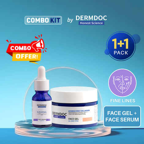 Buy DERMDOC Combo Kit Baby-Soft Skin Combo | collagen face gel | gentle retinol serum | serum for wrinkles, anti ageing treatment | skin tightening gel | retinol for all skin types Combo of 4 - Purplle