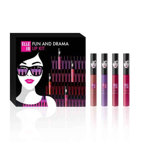 Buy Elle 18 Fun and drama Lip Kit (Set of 4 Liquid Lipsticks) - Purplle