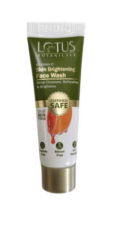 Lotus Botanicals Skin Brightening Face Wash Mini Pack | Vitamin C | Sulphate Free , Silicon Free & Chemical Free | Suitable for All Skin Types | 7 gm