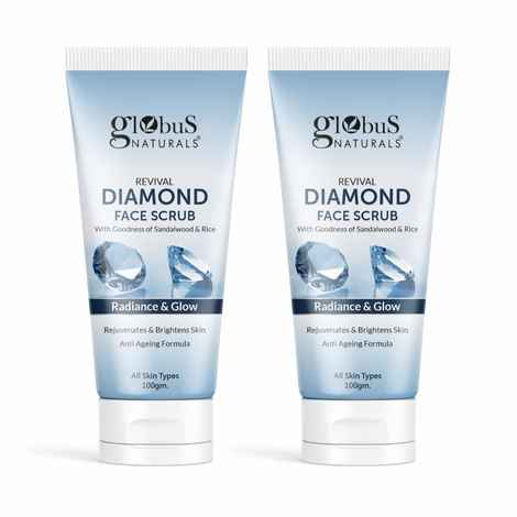 Buy Globus Naturals Revival Diamond Face Scrub with Goodness Of Sandalwood & Rice,100 gm Pack of 2 - Purplle