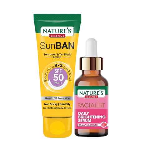 Buy Nature Essence Daily Brightening Combo - Alpha Arbutin Serum + Sunscreen - Purplle