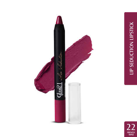 Buy Glam 21 Lip Seduction Non- Transfer Crayon Lipstick| Lightweight & Longlasting|Creamy Matte Formula - 2.8gm| French Wine| 22 - Purplle