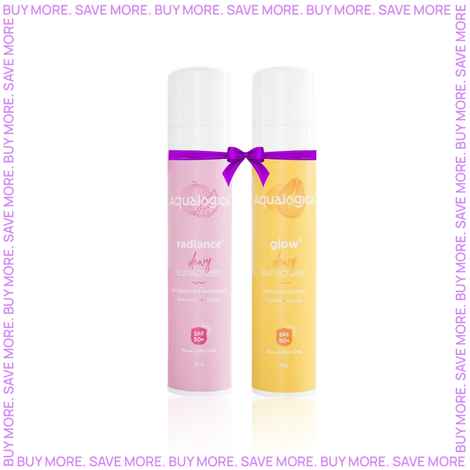 Buy Aqualogica Radiance+ Dewy Sunscreen with Watermelon & Niacinamide 50 gm + Glow+ Dewy Sunscreen with Papaya & Vitamin C - SPF 50 PA++++ for UVA/B protection 50 gm - Purplle