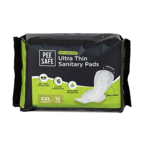 Buy Pee Safe Ultra Thin Sanitary Pads For Women (XXL) - Soft Wings & Leak Proof Overnight Protection (12 Pads) - Purplle
