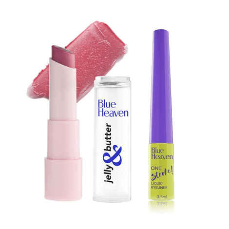 Buy Blue Heaven Everyday Essentials Eye & Lip Combo - Dusty Rose | Hydrating Tinted Lip Balm, Dusty Rose | Eyeliner, Black | Pack of 2 - Purplle