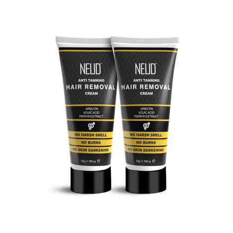 Buy NEUD Anti-Tanning Hair Removal Cream for Arms, Legs, Chest, Back in Men and Women - 50 gm x 2 Tubes - Purplle
