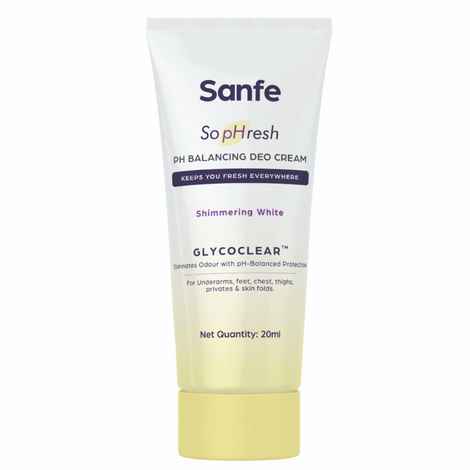 Buy Sanfe So pHresh pH Balancing Deo Cream-Shimmering White|For Underarms, Intimates & Skin Folds|For Body Odor|Long Lasting Freshness| Indian Skin|20 ml - Purplle