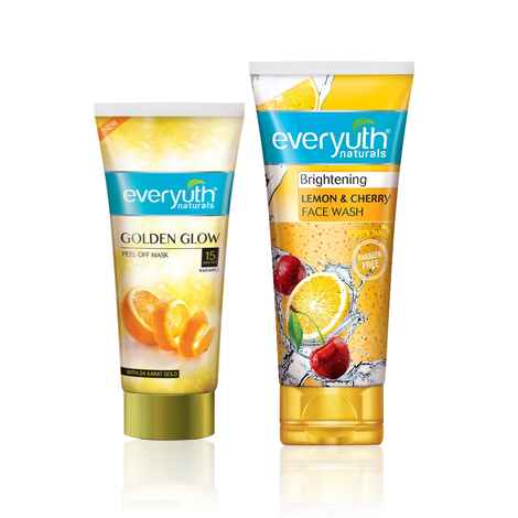Buy Everyuth Naturals Lemon & Cherry Face Wash 150g + Golden Glow Peel Off Mask 90 gm - Purplle