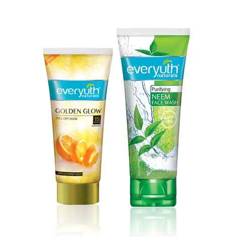 Buy Everyuth Naturals Neem Face Wash 150 gm + Golden Glow Peel Off Mask 90 gm - Purplle