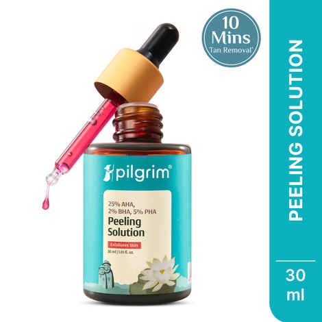 Pilgrim 25% AHA + 2% BHA + 5% PHA Peeling Solution for Face Pigmentation, Acne Marks & Blemishes | Beginner Friendly |Exfoliating Serum For Glowing Skin | Men & Women| All Skin Types| At-home facial | Korean Skin Care (30 ml)