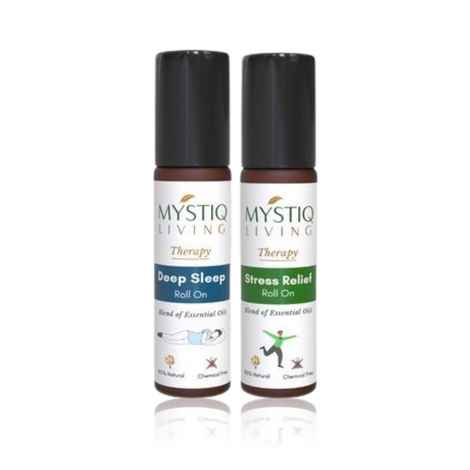 Buy Mystiq Living Therapy - Deep Sleep Roll On and Stress Relief Roll On Combo for Insomnia, Essential Oil Blends (10 ML Each) - Purplle