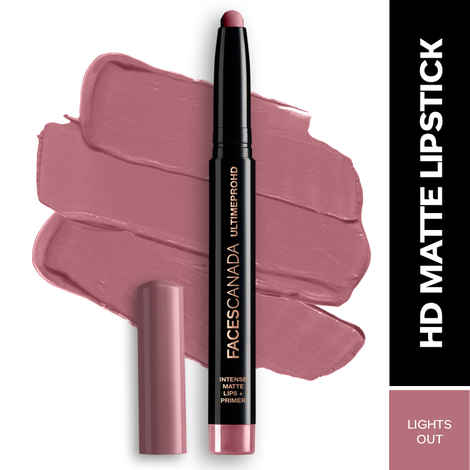 Buy FACES CANADA Ultime Pro HD Intense Matte Lipstick + Primer - Lights Out, 1.4 gm | 9HR Long Stay | Feather-Light Comfort | Intense Color | Smooth Glide - Purplle