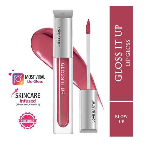 Buy Love Earth Liquid Lip Gloss -Blow Up For Soft & Dewy Lips Enriched with Vitamin E & Almond Oil Lip Color For Glossy Look |Lightweight Non Sticky Lip shiner For Moisturizing Lips (Dark Pink) 3 ml - Purplle