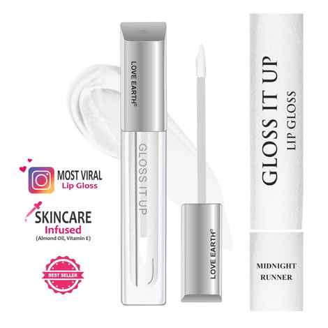 Buy Love Earth Liquid Lip Gloss Midnight Runner For Soft & Dewy Lips Enriched with Vitamin E & Almond Oil|Lip Color For Glossy Look |Lightweight Non Sticky Lip shiner For Moisturizing Lips(Transparent)3 ml - Purplle