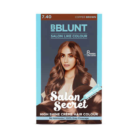 Buy BBLUNT Salon Secret High Shine Creme Hair Colour - Copper Brown - 50 g + 50 ml + 8 ml - Purplle