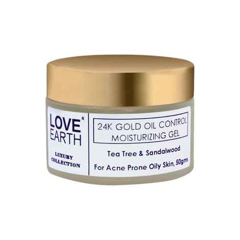 Love Earth 24K Gold Oil Control Moisturizing Gel With Aloe Vera & Sandalwood Extract For Sensitive & Acne-Prone Skin Suitable For All Skin Types 50gm