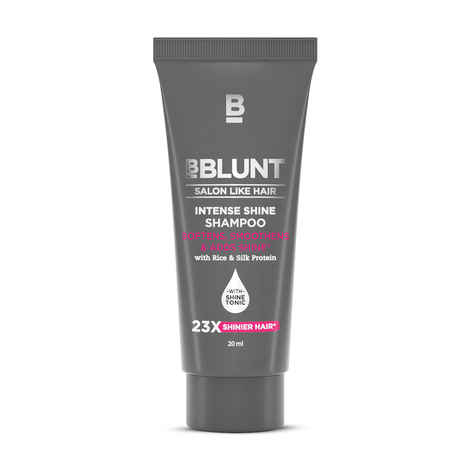 Buy BBLUNT Intense Shine Shampoo with Rice & Silk Protein for 23X* Shinier Hair - 20 ml - Purplle