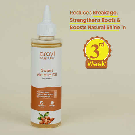 Aravi Organic 100% Pure Cold Pressed Almond Oil | Moisturizes & Nourishes Hair & Skin | Supports Hair Growth & Skin Repair | Lightweight & Non-Greasy | For All Skin Types – 200 ml