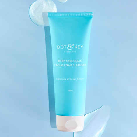 Dot & Key Deep Pore Clean Milky Foam Cleanser with Seaweed & Lotus Flower | Face Wash for Nourished Skin Minimizes Pores, Controls Excess Oil & Keeps Skin Hydrated for All Skin Types | 100 ml