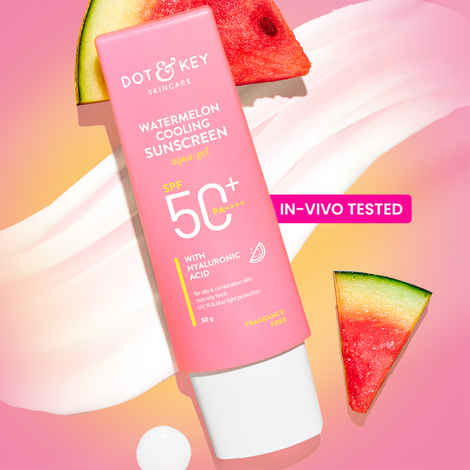 Buy Dot & Key Watermelon Cooling Sunscreen SPF 50+ PA++++, In-Vivo Tested Sunscreen for Oily Skin & Combination Skin - No White Cast, 50 gm - Purplle