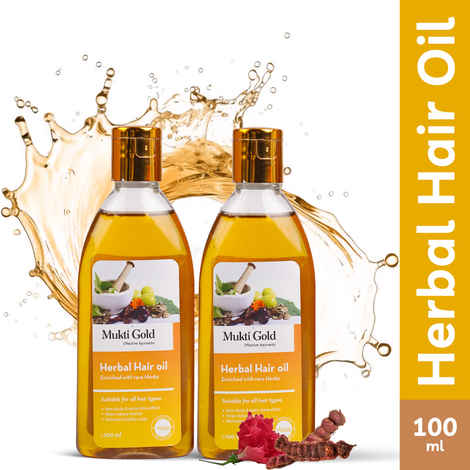 Buy Axiom Mukti Gold Herbal Hair Oil | Strengthening, Smoothening | Hairfall Control Hair Oil | 100% Pure and Natural with Ayurvedic Herbs Extracts - 100ml (Pack of 2) - Purplle