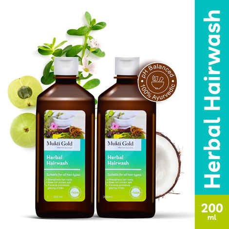 Buy Axiom Mukti Gold Herbal Hairwash | Anti Hairfall Shampoo | Hairloss Control Shampoo for all Hair Types | Paraben & Sulphate Free | Infused with 14+ Ayurvedic Herbs | 200mL (Pack of 2) - Purplle