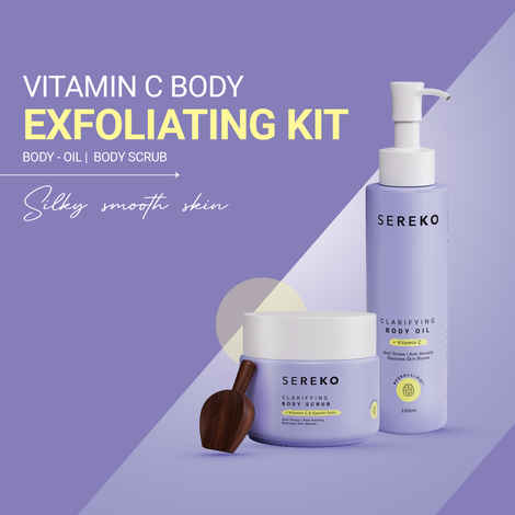 Buy SEREKO Vitamin C Body Exfoliating Kit Sereko Clarifying Body Scrub+ Sereko Clarifying Body Oil 250 Gms - Purplle
