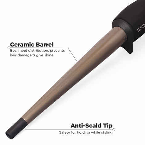 IKONIC PROFESSIONAL Conical Tong - CNT 25 | Black | Ceramic | Corded Electric | Hair Type - All | Heating Temperature - Up To 360 Degrees Celsius - 1 Pc