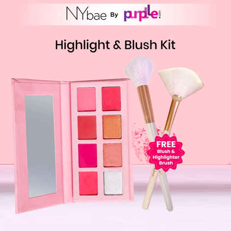 Buy NY Bae Highlighter & Blush Palette + Free Brushes Kit | Pack of 3 | Everyday Glow (16 g) - Purplle