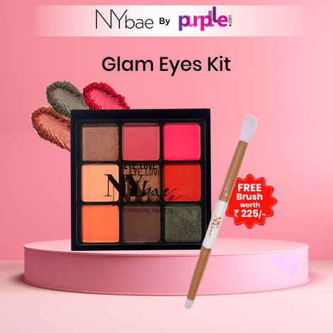 Buy NY Bae Glam Eyes Kit| Free Brush | Combo Pack | Eyeshadow Pallete| Rich Colour | Easily Blendable (9 gm) - Purplle
