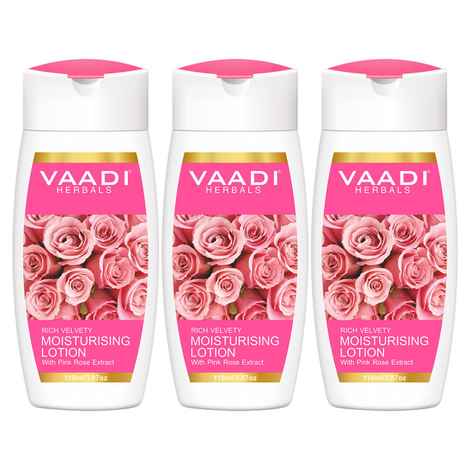Buy Vaadi Herbals Moisturising Lotion With Pink Rose Extract Value Pack Of 3 (110 ml x 3) - Purplle