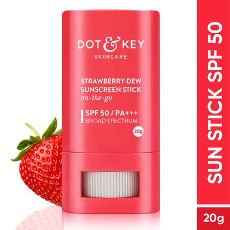 Buy Dot & Key Strawberry Dew Sunscreen Stick SPF 50+ PA++++ In-Vivo Tested Sunscreen with Ceramide Infused, 120 Minutes Water Resistant, No White Cast, Non-Greasy | 20 gm - Purplle