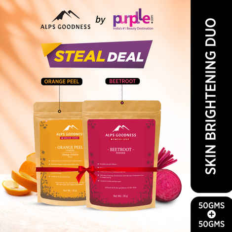Buy Alps Goodness Brightening Duo (Pack of 2) | Organic Beetroot & Orange Peel Powder | Super Savings Pack | 100% Natural & Pure | Best for Hair & Skin | Festive Glow pack (2 x 50g) - Purplle