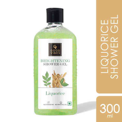Buy Good Vibes Liquorice Brightening Shower Gel|With Vitamin B3 (Niacinamide) & Rosemary Leaf Oil | Lightening Antioxidant | Vegan No Parabens No Mineral Oil Certified Fragrance No Animal Testing (300 ml) - Purplle