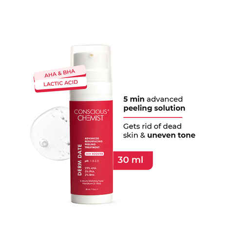 Buy Conscious Chemist Advanced Resurfacing Peeling Solution 25% AHA, 2% BHA, 5% PHA Anti Aging Serum, Exfoliating Serum, Face Serum for Men & Women - Derm Date, 30 ml - Purplle
