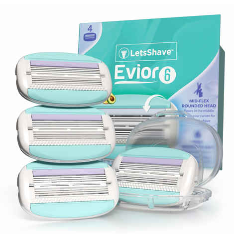 Buy LetsShave Evior 6 Body Razor Trial Kit for Sensitive Skin - Twin Three Blade Design Razor + Women Whipped shave cream Combo of 3 - Purplle