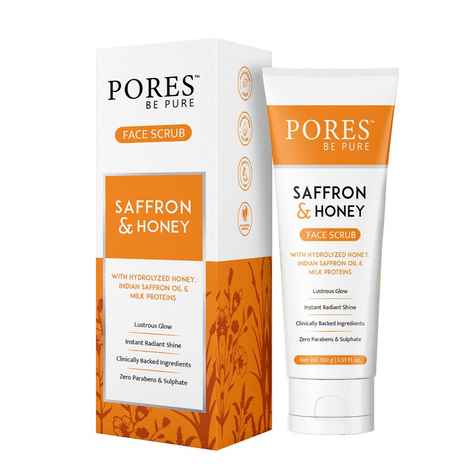 Buy PORES Be Pure Saffron & Honey Face Scrub With Milk Proteins for Lustrous Glow, Hydrated & Nourished Skin Blackhead, Whitehead & Dead Skin Exfoliator For Women & Men - 100 gm - Purplle