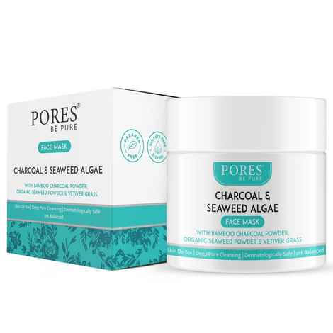 Buy PORES Be Pure Charcoal Clay Face Mask With Seaweed Algae For Deep Pore Cleansing, Blackhead Remover & Skin Detox -100 gm - Purplle