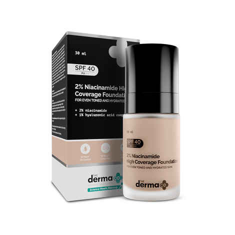 Buy The Derma Co. 2% Niacinamide High Coverage Foundation With 1% Hyaluronic Acid & SPF 40 PA+++ for 12 Hour Long Stay - 03 Natural - 30 ml - Purplle